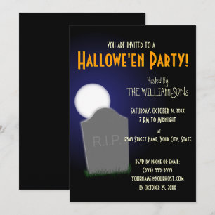 Eerie Halloween Moon en Tombstone Kaart