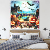 Eerie Halloween Night Waterverf Canvas Afdruk (Insitu (Slaapkamer))