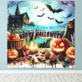 Eerie Halloween Night Waterverf Canvas Afdruk (Insitu (Houten vloer))