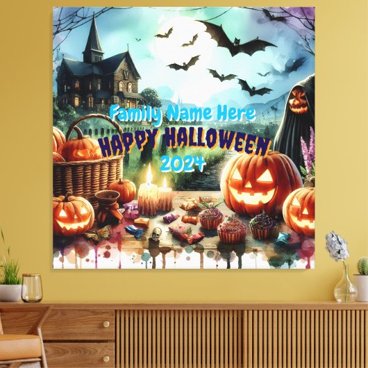 Eerie Halloween Night Waterverf Canvas Afdruk (Insitu (Woonkamer))
