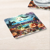Eerie Halloween Night Waterverf Kartonnen Onderzetters (Schuin)