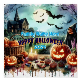 Eerie Halloween Night Waterverf Perfect Poster