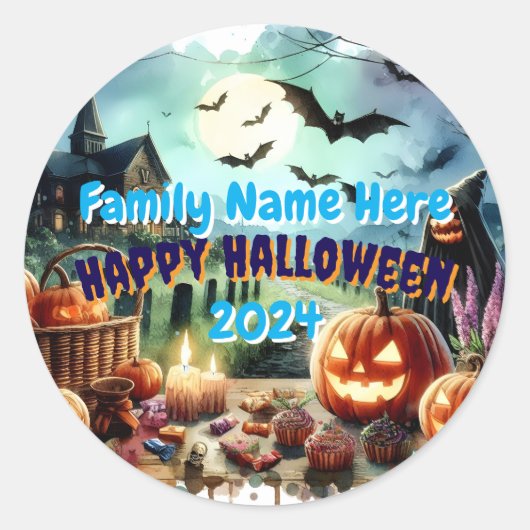 Eerie Halloween Night Waterverf Ronde Sticker (Voorkant)