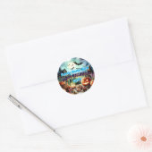 Eerie Halloween Night Waterverf Ronde Sticker (Envelop)