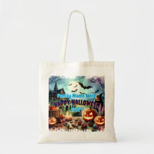 Eerie Halloween Night Waterverf Tote Bag