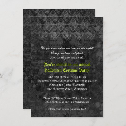 Eerie Halloween Party-uitnodiging Kaart (Voorkant / Achterkant)