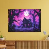 Eerie Haunted Halloween Manor Canvas Print (Insitu (Woonkamer))