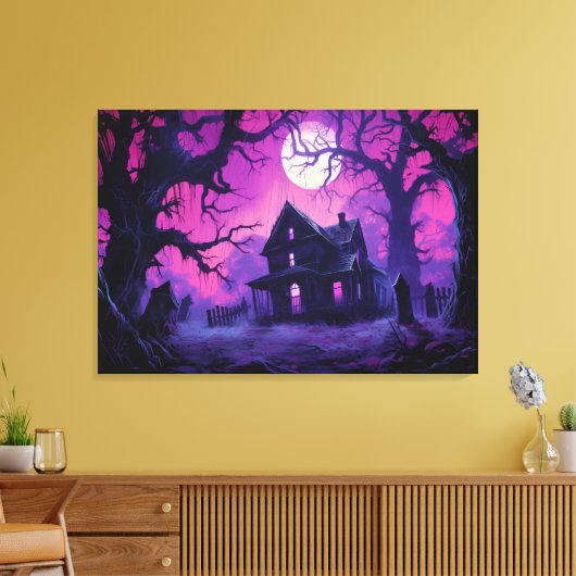 Eerie Haunted Halloween Manor Canvas Print (Insitu (Woonkamer))