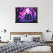 Eerie Haunted Halloween Manor Canvas Print (Insitu (Slaapkamer))