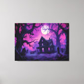 Eerie Haunted Halloween Manor Canvas Print (Voorkant)