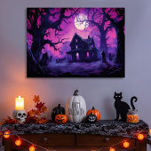 Eerie Haunted Halloween Manor Canvas Print