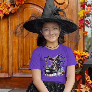 Eerie Heks Skelet Cauldron Halloween T-shirt