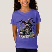 Eerie Heks Skelet Cauldron Halloween T-shirt (Voorkant)