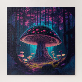 Eerie Magische Reuzenpaddestoel in bos Legpuzzel