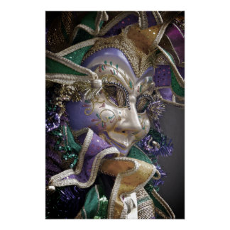Eerie Mardi Gras Mask Perfect Poster