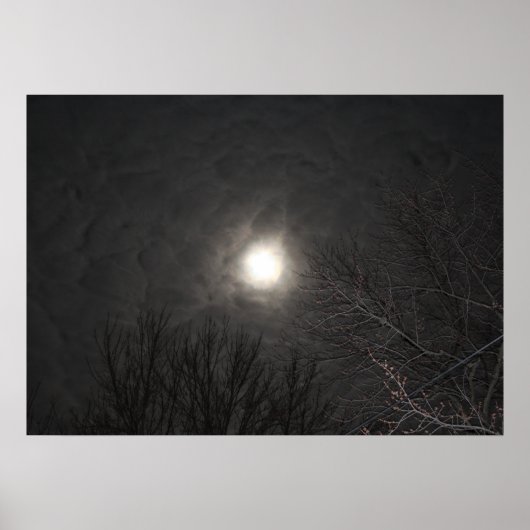 Eerie Moon in Clouds Poster (Voorkant)