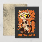 Eerie Mummy Cat Happy Halloween Briefkaart (Voorkant / Achterkant)