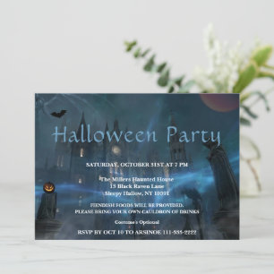 Eerie Night Halloween Party Invitation Kaart