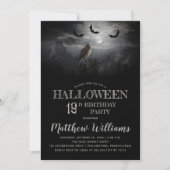 Eerie Owl Bats Night Halloween 19th Birthday Party Kaart (Voorkant)