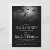 Eerie Owl | Bats Night Halloween Engagement Party Kaart (Voorkant)