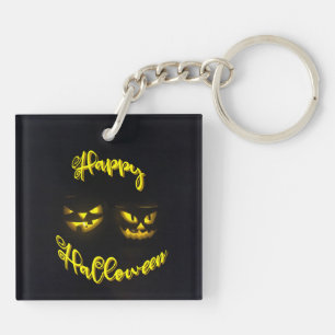 Eerie pompoenen met geel Happy Halloween Sleutelhanger