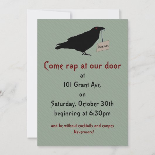 Eerie Raven Halloween Party Invitation Kaart (Voorkant)