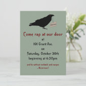 Eerie Raven Halloween Party Invitation Kaart (Staand voorkant)