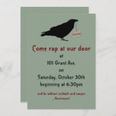 Eerie Raven Halloween Party Invitation Kaart (Voorkant / Achterkant)