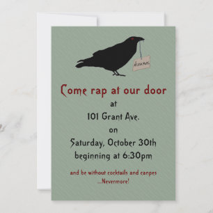 Eerie Raven Halloween Party Invitation Kaart