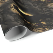 Eerie Raven Silhouette tegen een gloeiende maan Cadeaupapier (Rol Hoek)