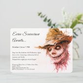 Eerie Scarecrow Halloween Uitnodiging Zwart & Wit (Staand voorkant)