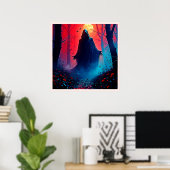 Eerie Shadow in Crimson Bossen Design Poster (Thuiskantoor)