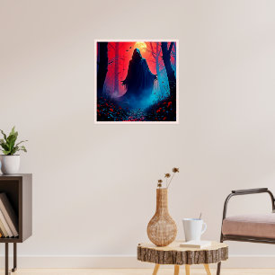 Eerie Shadow in Crimson Bossen Design Poster