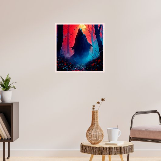 Eerie Shadow in Crimson Bossen Design Poster (Woonkamer 3)