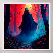 Eerie Shadow in Crimson Bossen Design Poster (Voorkant)