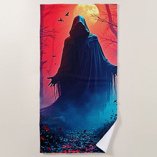 Eerie Shadow in Crimson Bossen Design Strandlaken (Voorkant)