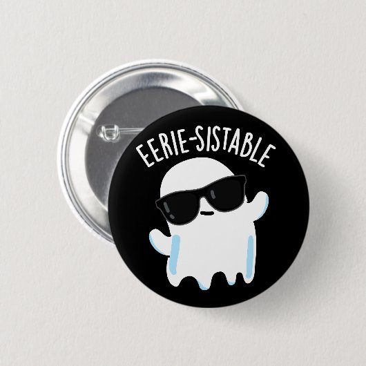 Eerie-sistable Funny Ghost Pun Dark BG Ronde Button 5,7 Cm (Voorkant /achterkant)