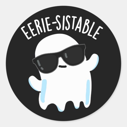 Eerie-sistable Funny Ghost Pun Dark BG Ronde Sticker (Voorkant)