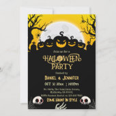 Eerie spooky schedel maan Jack-O-Lantern Halloween Kaart (Voorkant)