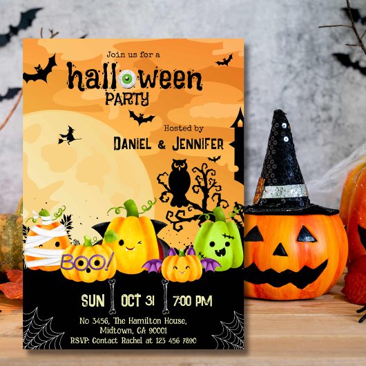 Eerie spooky schedel maan Jack-O-Lantern Halloween Kaart