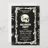 Eerie spooky schedel skelet vleermuizen spin Hallo Kaart (Voorkant)