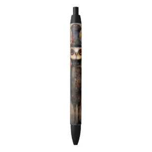 Eerie Uil in een Top Hat Halloween Schrijven Zwarte Inkt Pen