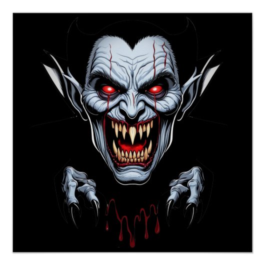 Eerie Vampire Face Glossy Poster (Voorkant)