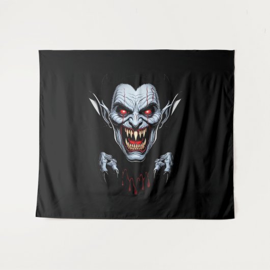 Eerie Vampire Face Tapestry Wandkleed (Voorkant (horizontaal))