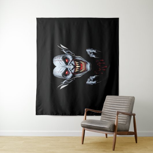 Eerie Vampire Face Tapestry Wandkleed (In situ)