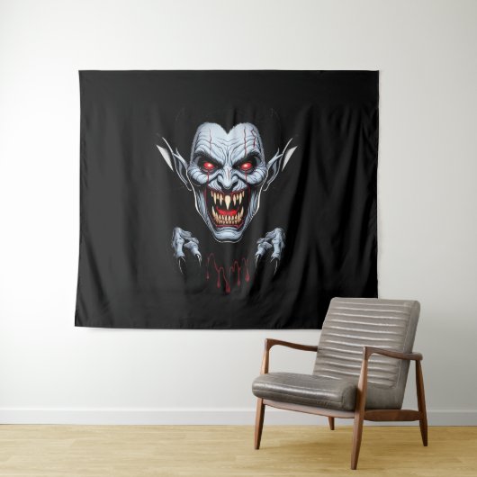 Eerie Vampire Face Tapestry Wandkleed (In Situ (horizontaal))