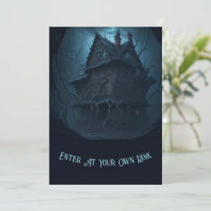 Eerie verlaten herenhuis Halloween Party uitnodigi Kaart
