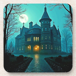 Eerie Victoriaans Mansion Moonlight Bier Onderzetter