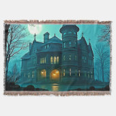 Eerie Victoriaans Mansion Moonlight Deken (Voorkant)