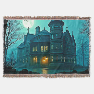 Eerie Victoriaans Mansion Moonlight Deken